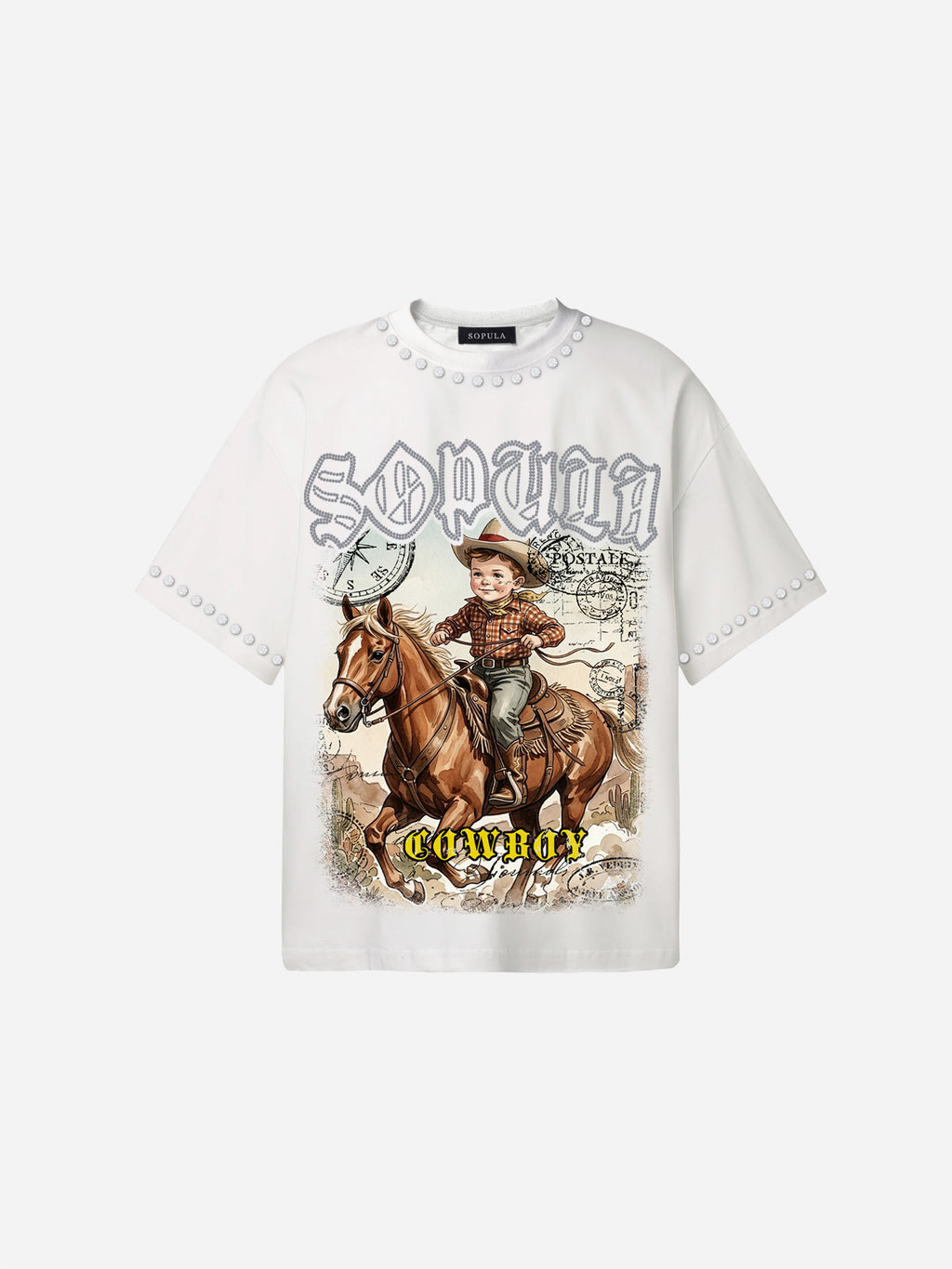 Sopula Cowboy Western Graphic Cotton T-shirt