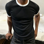 Contrasting Color-blocked Pure Cotton Crew Neck  Tee