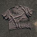 Y2k Dark Centipede Print Graphic Crop Ripped T-shirt