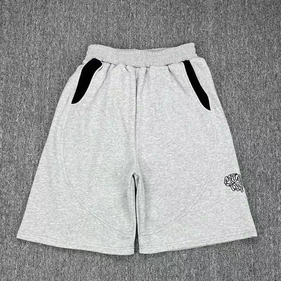 Men's Color-blocked Embroidered Drawstring Sports Shorts