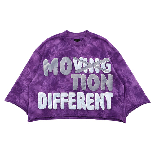 Camouflage Purple Motion Different Graphic Boxy Crop Crimped Edge T-shirt