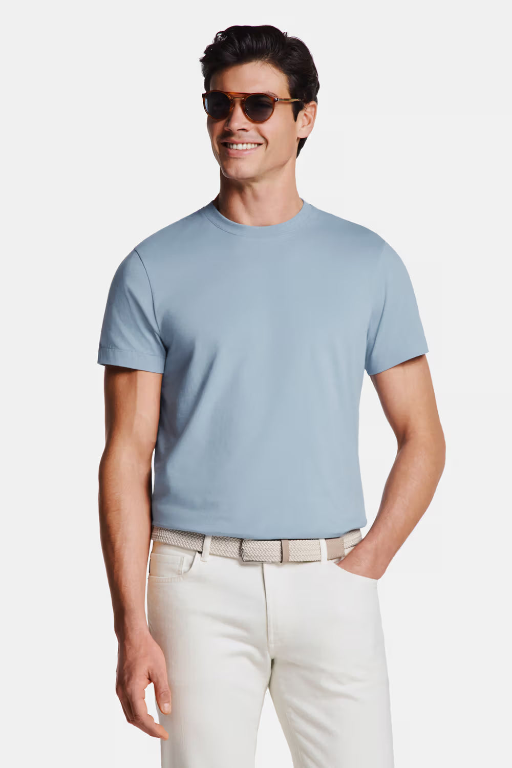 Solid Color Drop Shoulder Pure Cotton Tee