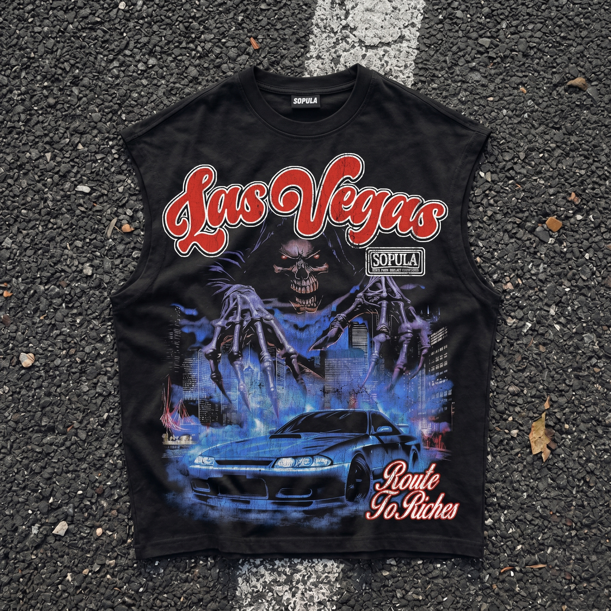 Las Vegas Route To Riches Horror Racing Graphic Tank Top