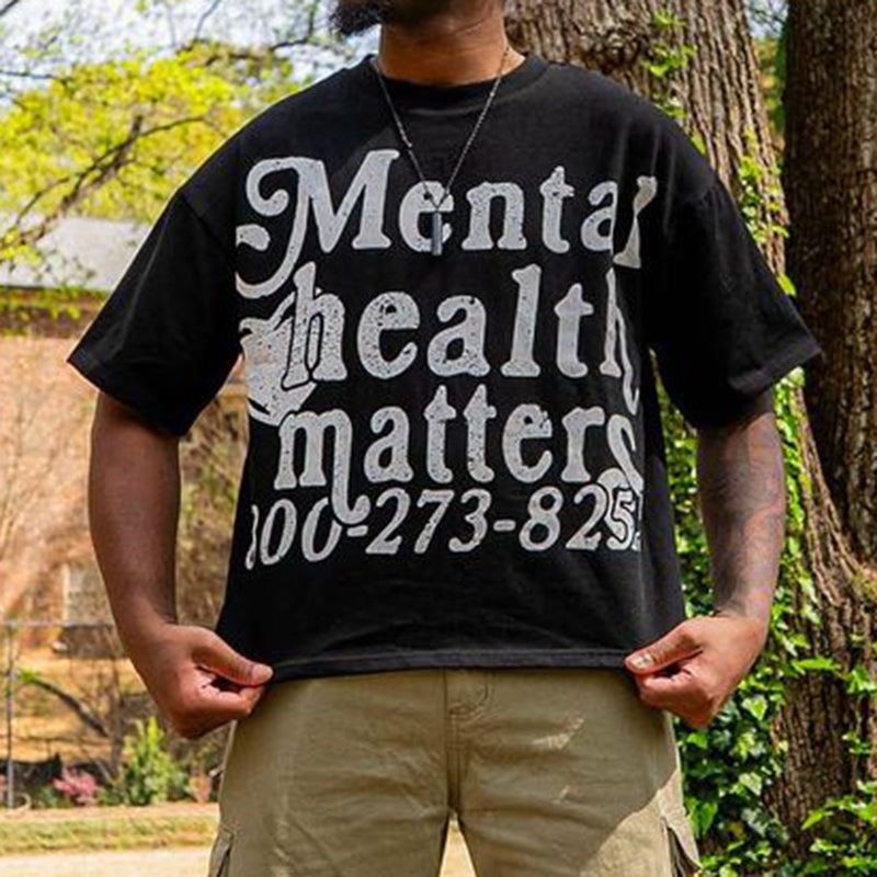 Vintage Mental Health Matters Graphic Short Sleeve T-Shirt