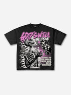 God's Will Be Done Flame Makes Old Beliefs Skull Graphic Cotton T-shirt