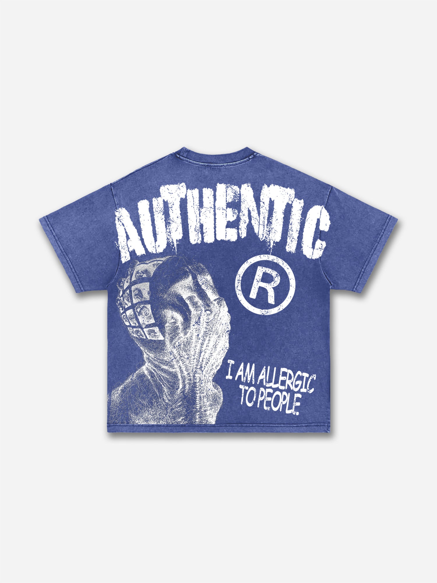 Vintage I Am Allergic To People Graphic Acid Wash T-shirt