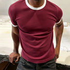 Contrasting Color-blocked Pure Cotton Crew Neck  Tee