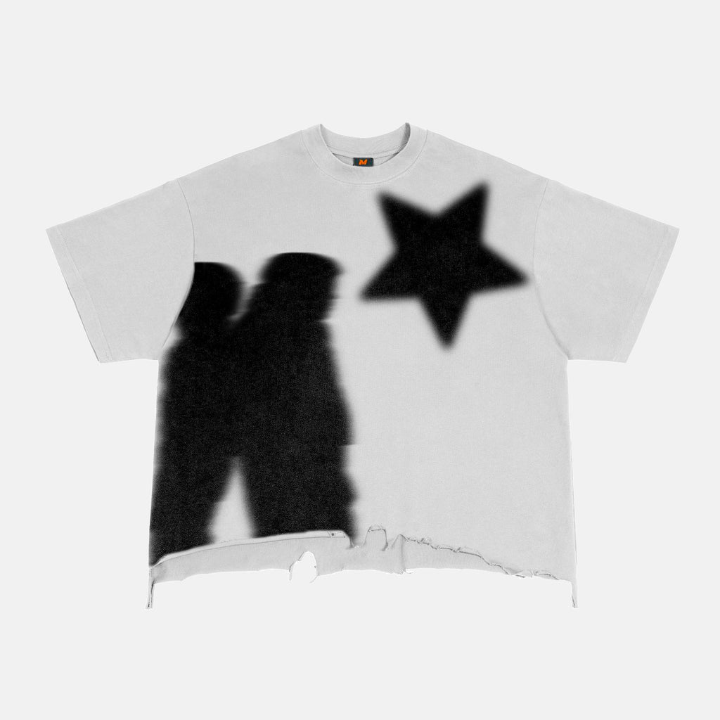 Street Y2k Virtual Shadow Graphic Crop Ripped T-shirt