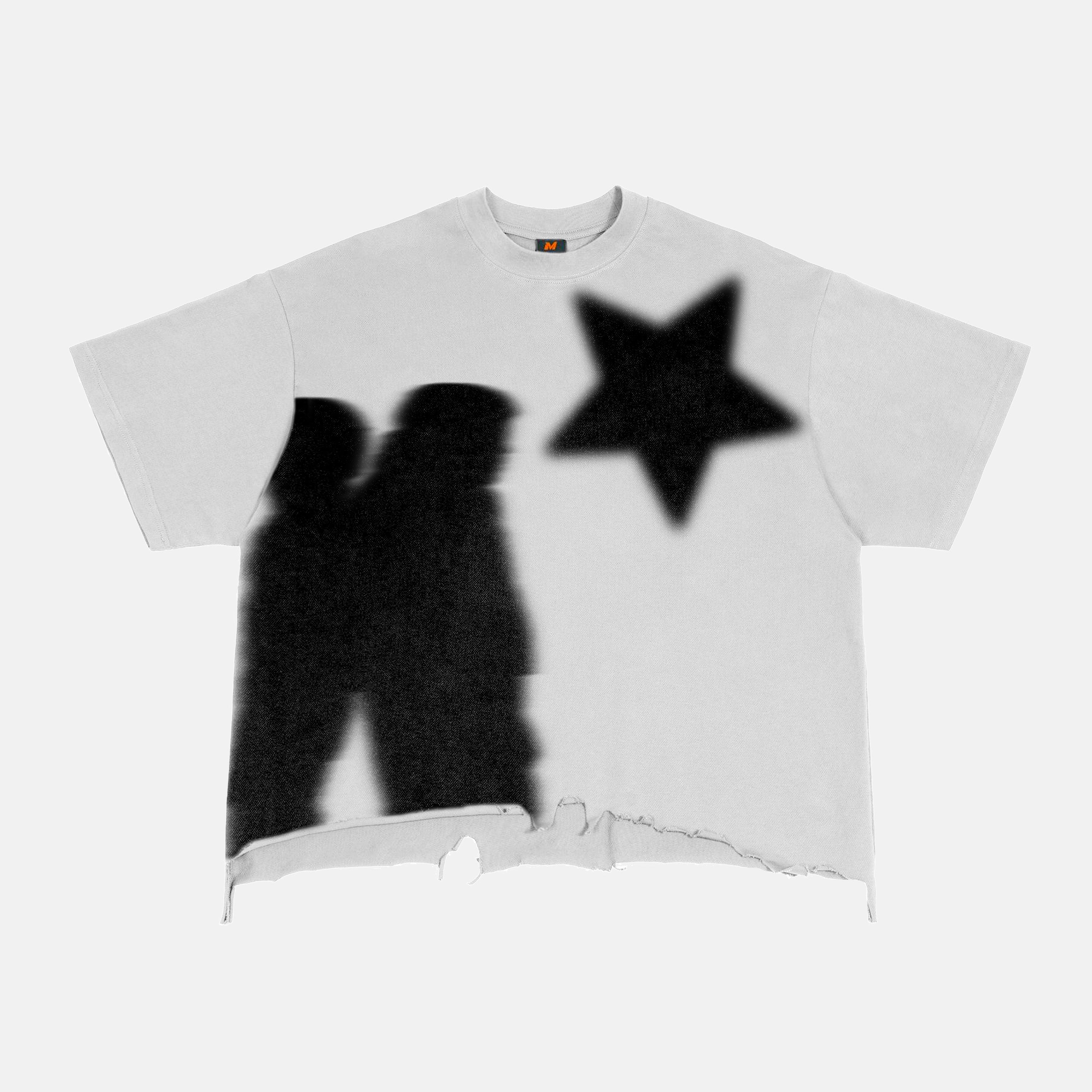 Street Y2k Virtual Shadow Graphic Crop Ripped T-shirt