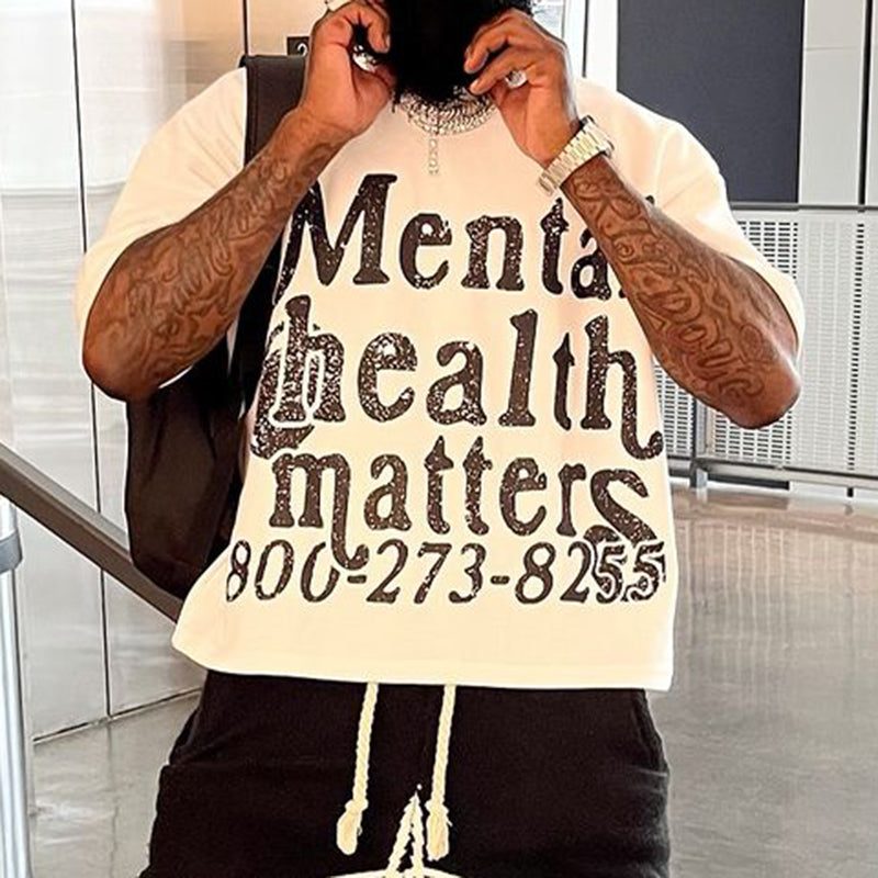 Vintage Mental Health Matters Graphic Short Sleeve T-Shirt