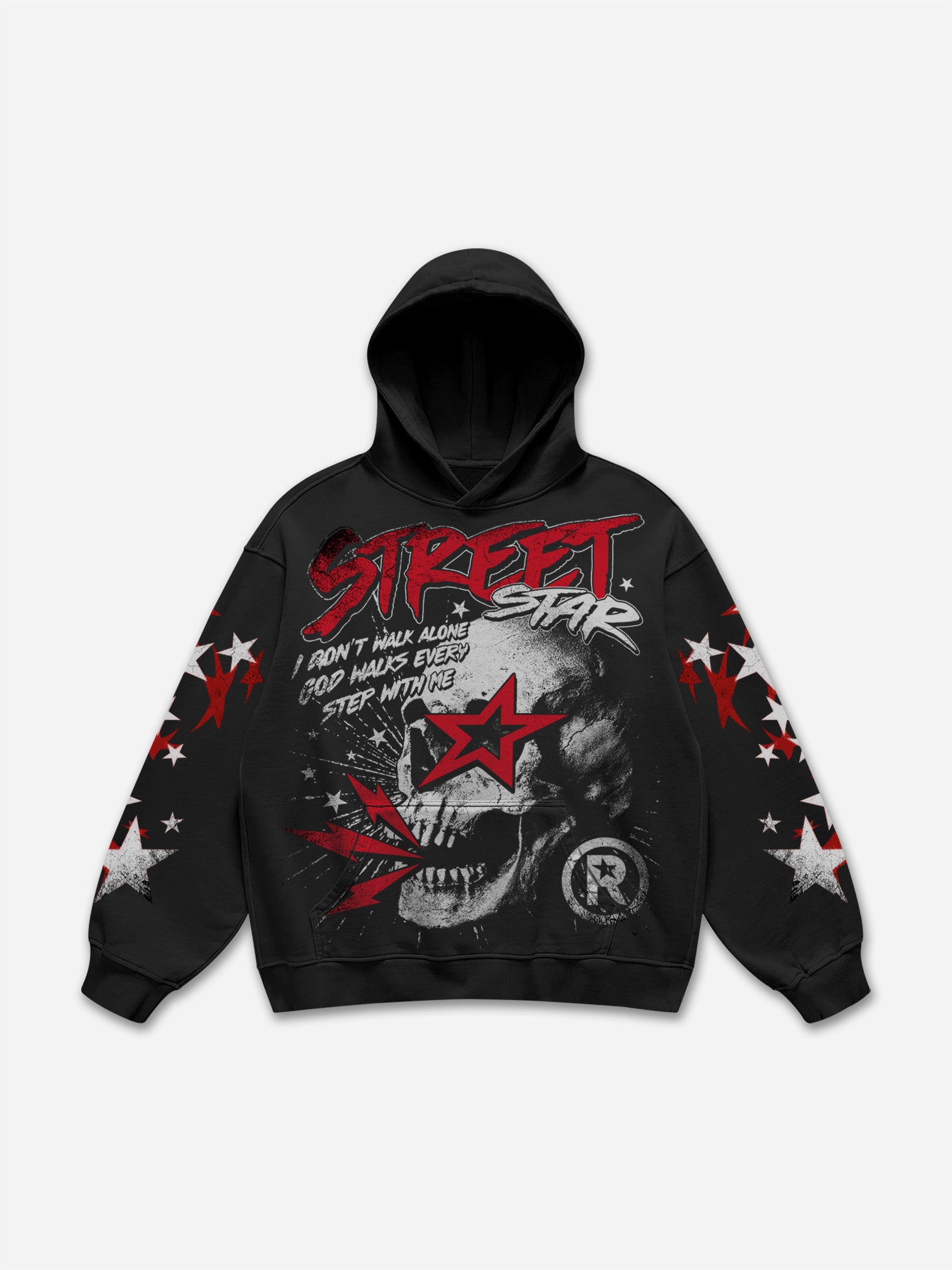 Street Star Skull Stars Vintage Graphic Hoodie