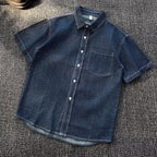 Men's Retro Short-sleeve Denim Shirt