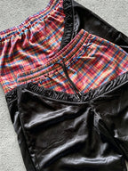 Fashionable Plaid Color-blocked Drawstring Casual Shorts