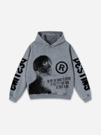 Vintage Destiny Mummy Graphic Distressed Acid Wash Hoodie