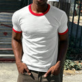 Contrasting Color-blocked Pure Cotton Crew Neck  Tee