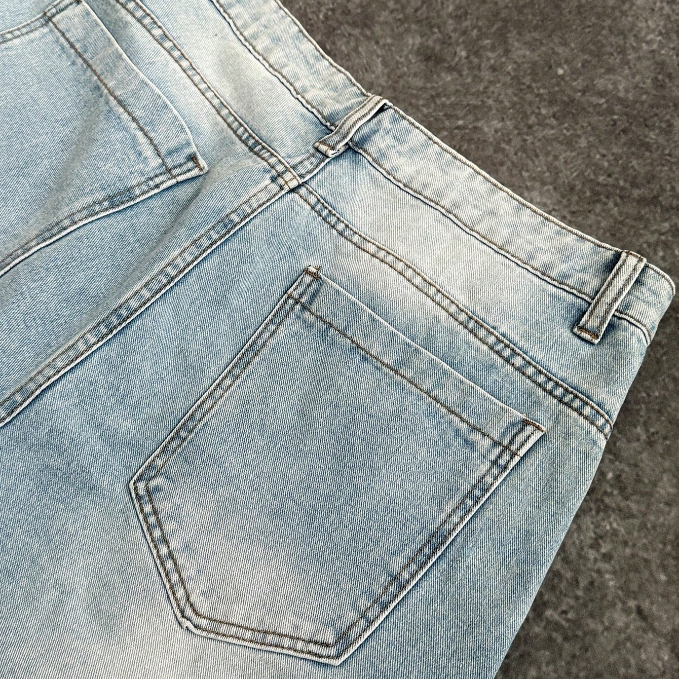 Casual Patchwork Loose Curved  Baggy Jeans