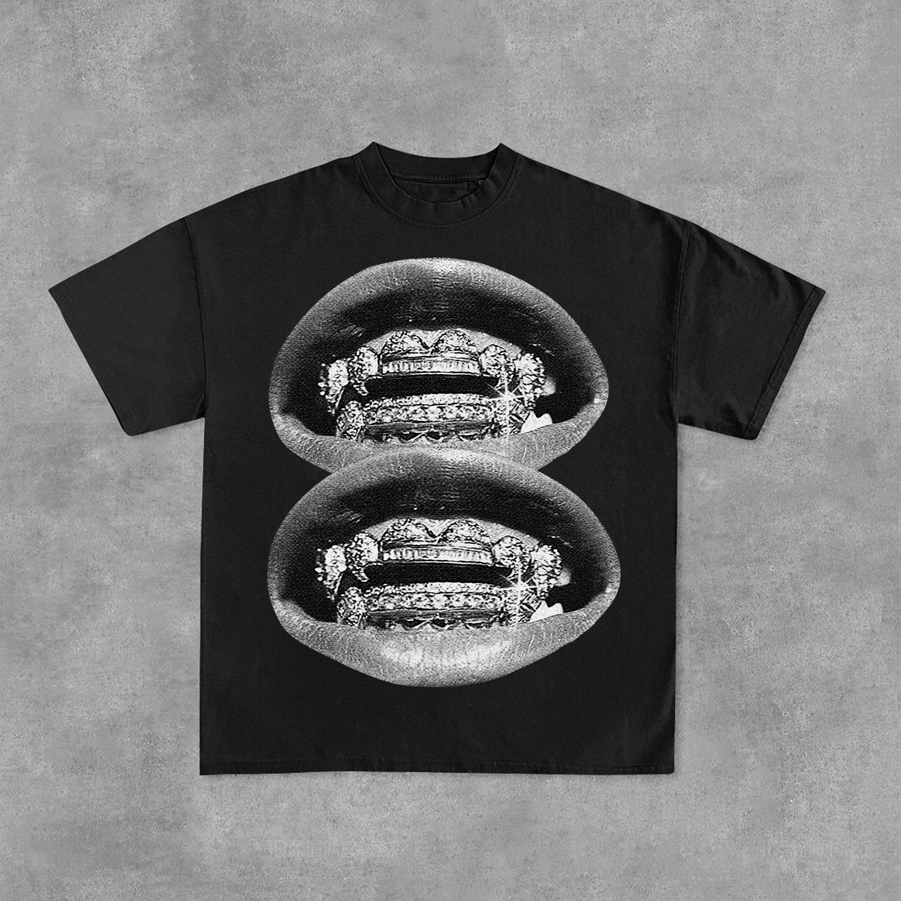 Personalized Lip Graphic Print Casual Cotton T-Shirt