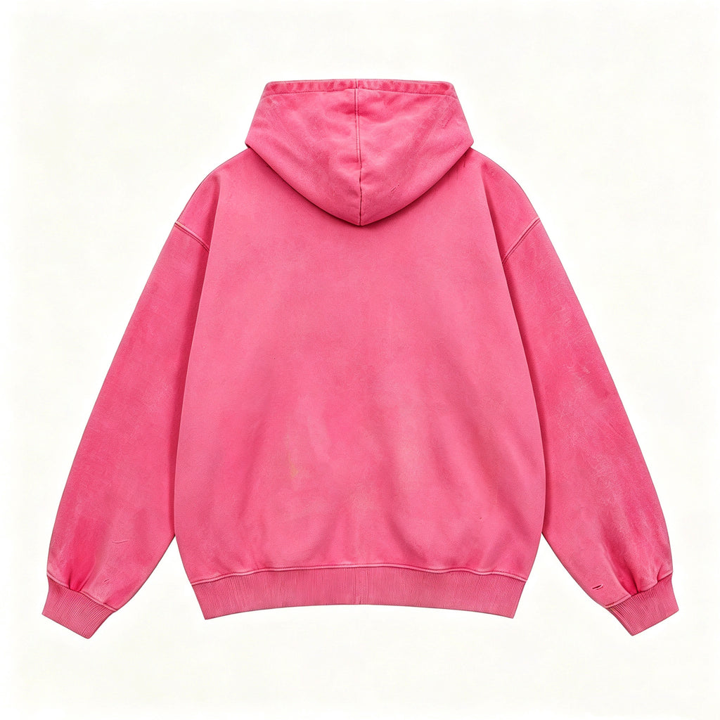 Retro Y2k Valley Pattern Acid-washed Oversized Zip-up Hoodie