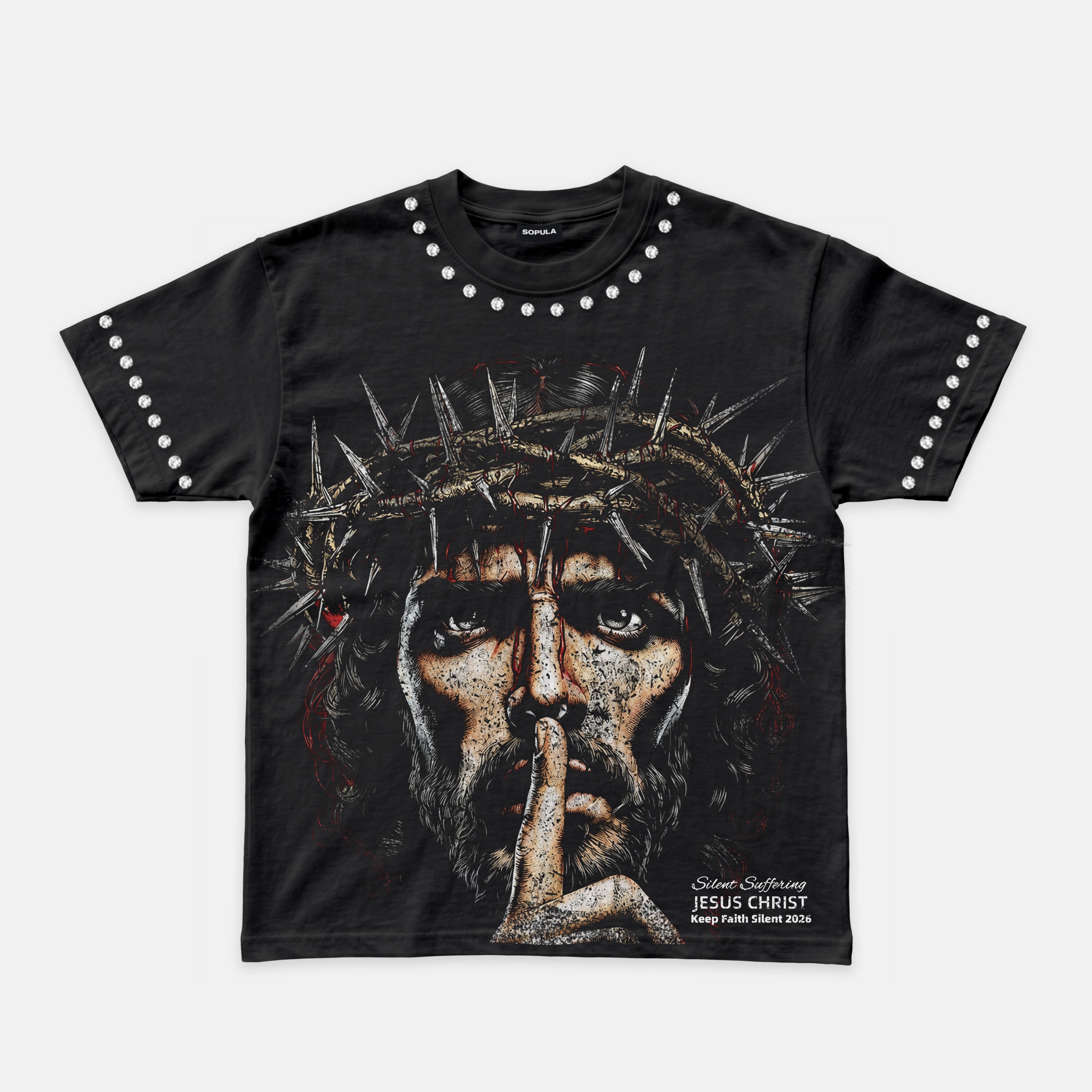 Retro Religion Jesus Thorns Christian Faith Graphic T-shirt