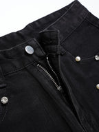 Hiphop Cross Hot Diamond Genuine Denim Shorts