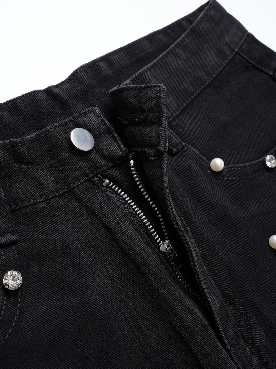 Hiphop Cross Hot Diamond Genuine Denim Shorts