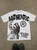 Vintage I Am Allergic To People Graphic Print Cotton T-shirt