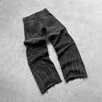 Unisex Flame AppliquÉ Wide-leg Baggy Jeans