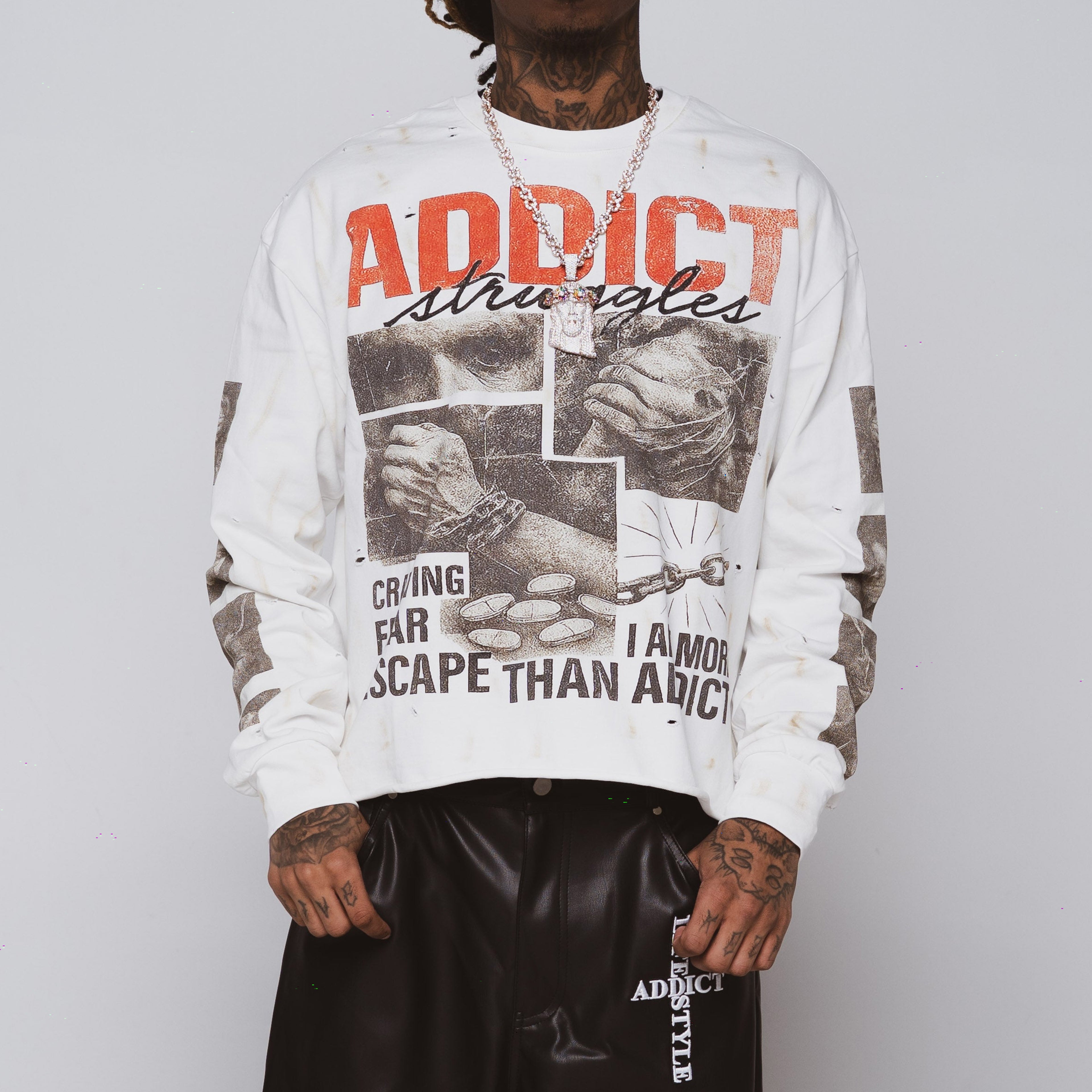Streetwear Addict Struggle Graphic Long Sleeve T-shirt