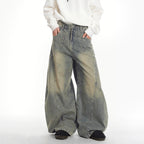 Casual Patchwork Loose-fitting Leg Baggy Jeans