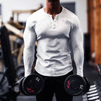 Men's Sports Fitness Stretch Long-sleeve Polo T-shirt