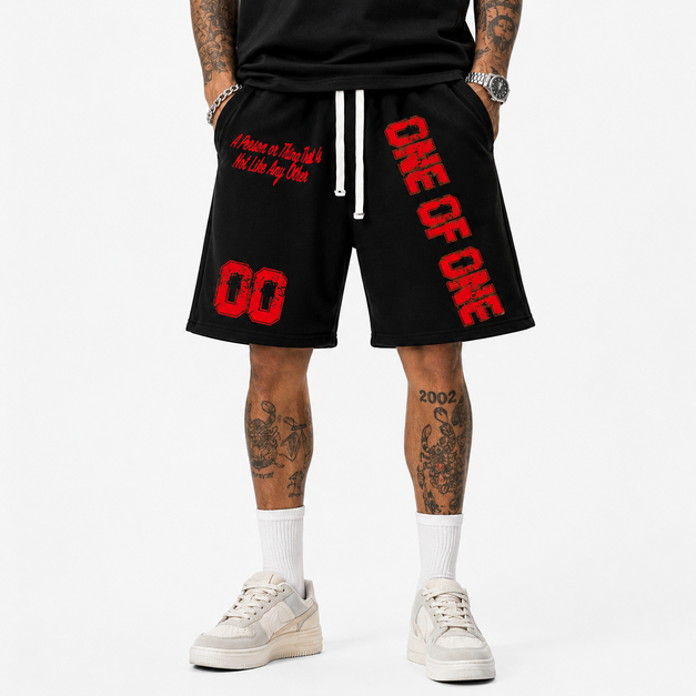 Vintage Word Graphic Drawstring Casual Pocket Shorts