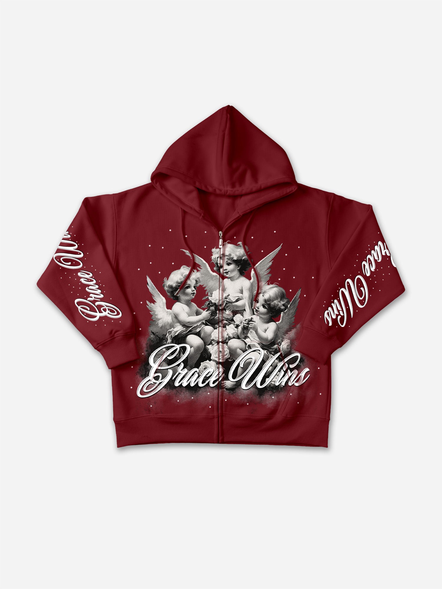 Grace Wins Angel Vintage Graphic Zip-up Hoodie