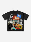 Vintage Get Rich Money Portrait Print Cotton T-shirt