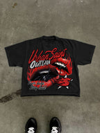 Vintage Spider Red Lip Graphic Cropped T-shirt