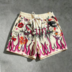 Men's Street Graffiti Print Casual Sports Shorts