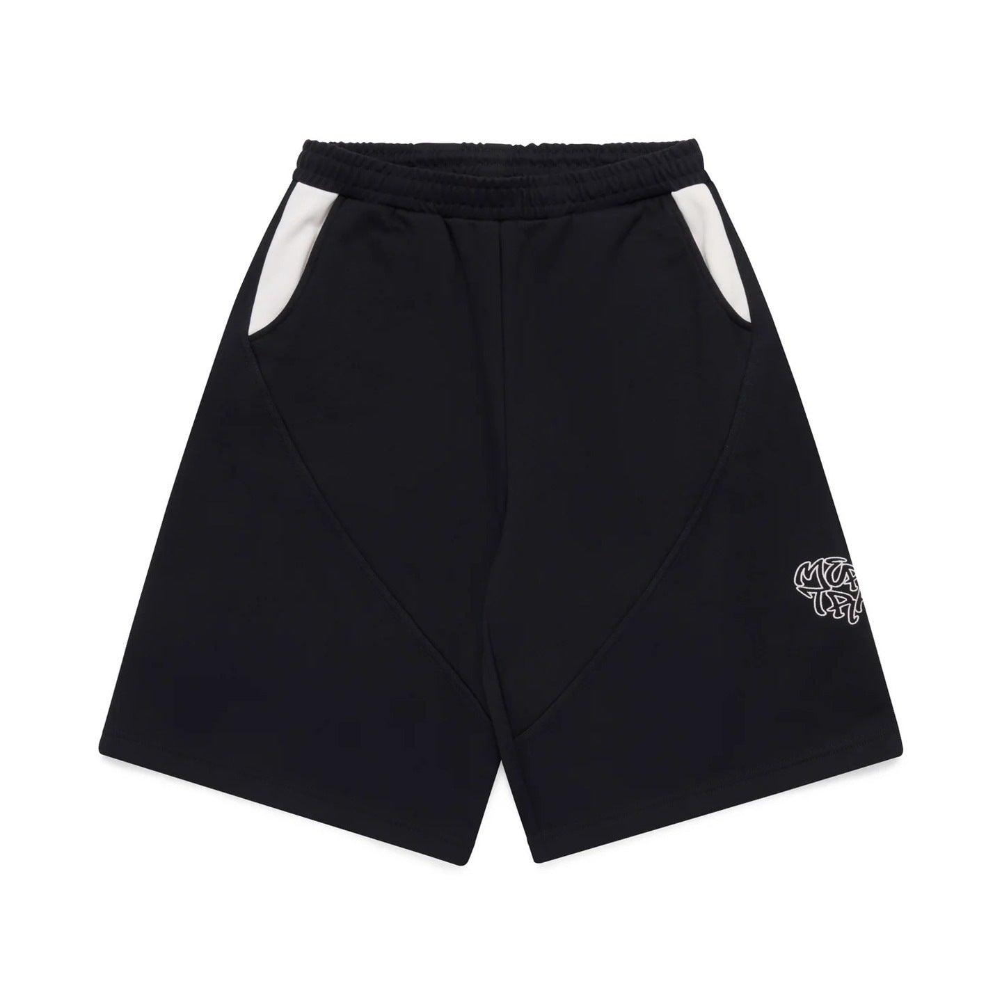 Men's Color-blocked Embroidered Drawstring Sports Shorts
