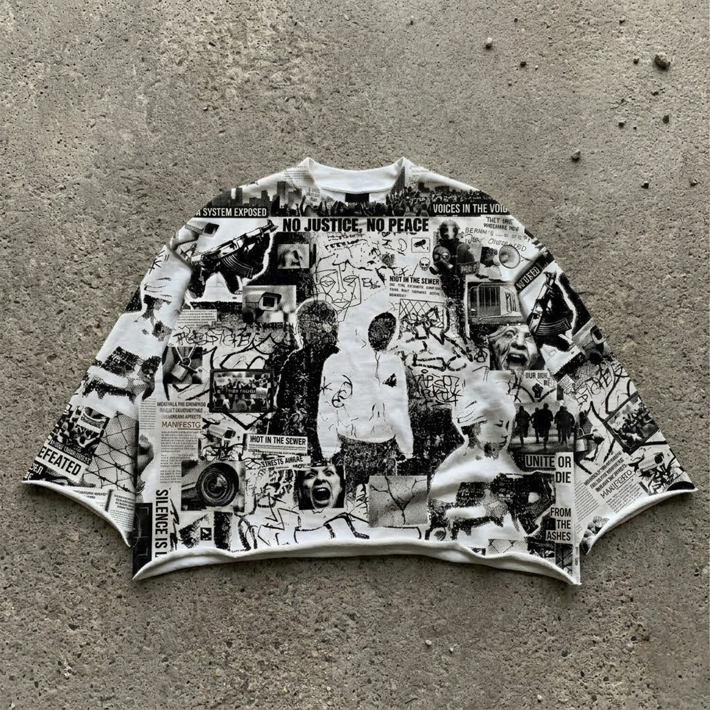 Wartime Poster Boy Collage Graphic Boxy Crop Crimped Edge T-shirt