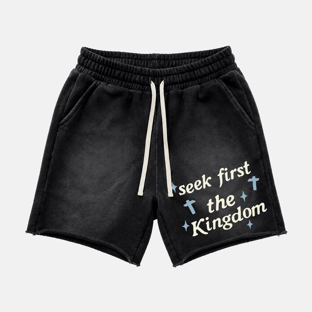 Seek First The Kingdom Acid Washed Shorts