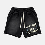 Seek First The Kingdom Acid Washed Shorts
