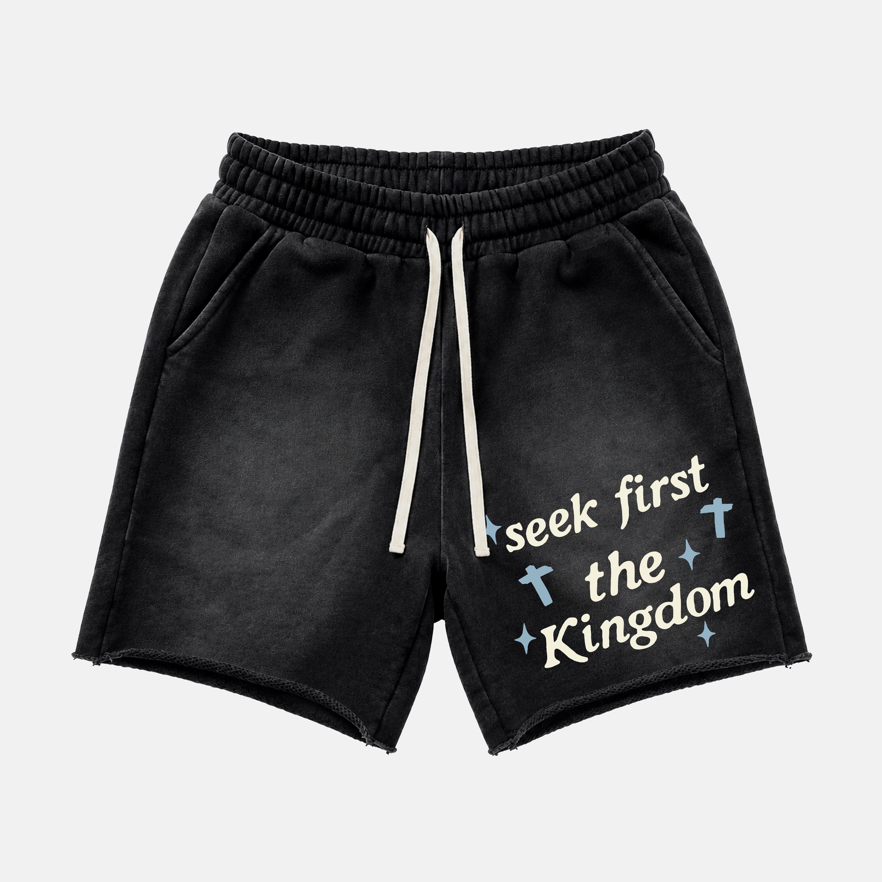 Seek First The Kingdom Acid Washed Shorts