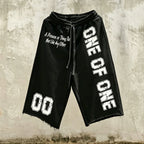 Vintage Word Graphic Drawstring Casual Pocket  3/4 Shorts