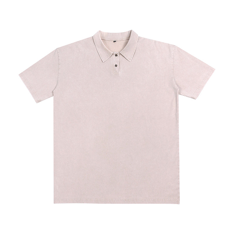 Retro Pure Cotton Casual Collared Short-sleeved Polo Shirt