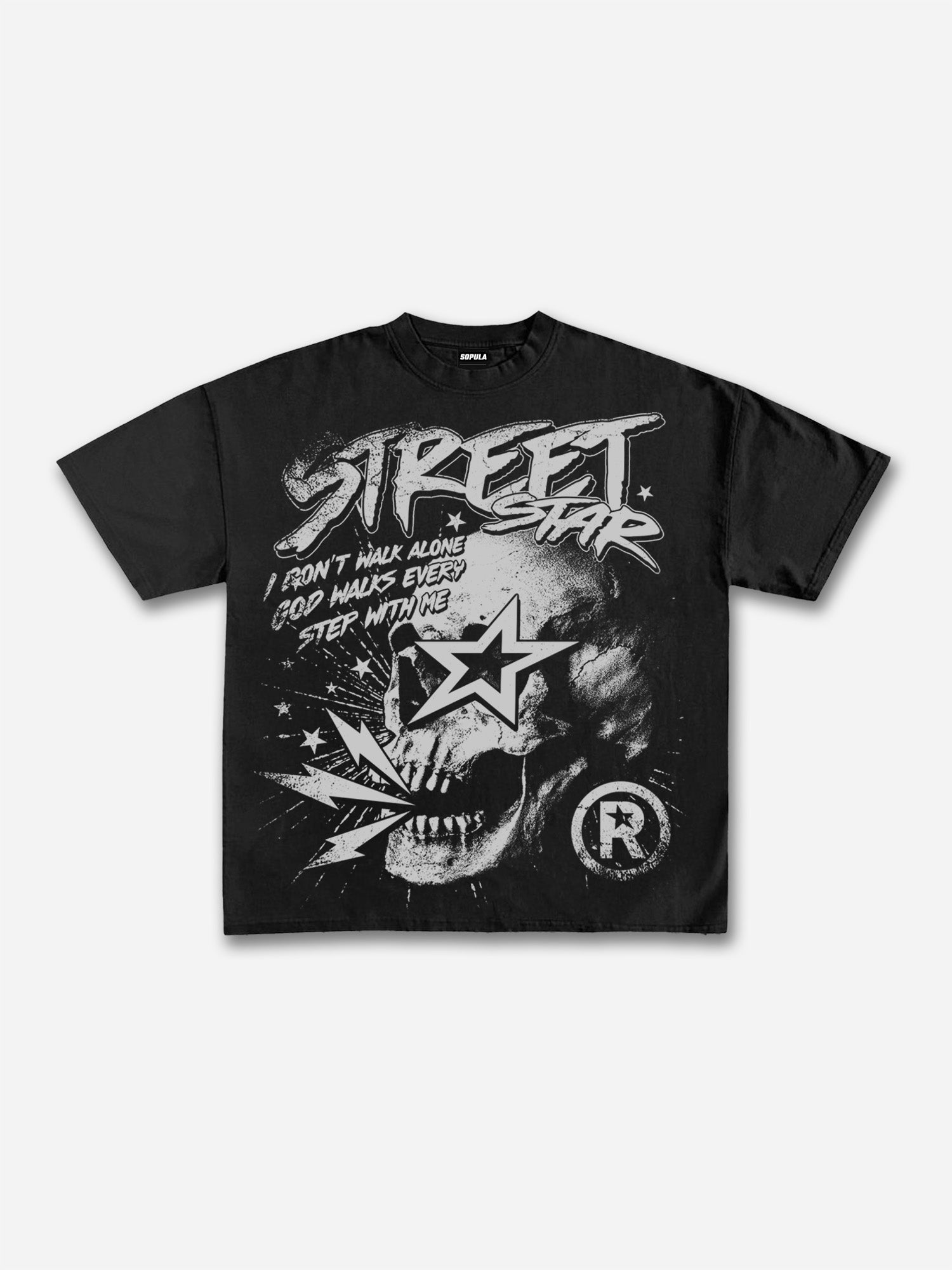 Street Star Skull Stars Vintage Graphic Cotton T-shirt