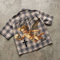 Faith Angel Holding A Skull Graphic Plaid Jacket Shirt
