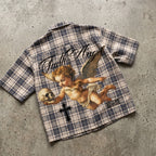 Faith Angel Holding A Skull Graphic Plaid Jacket Shirt
