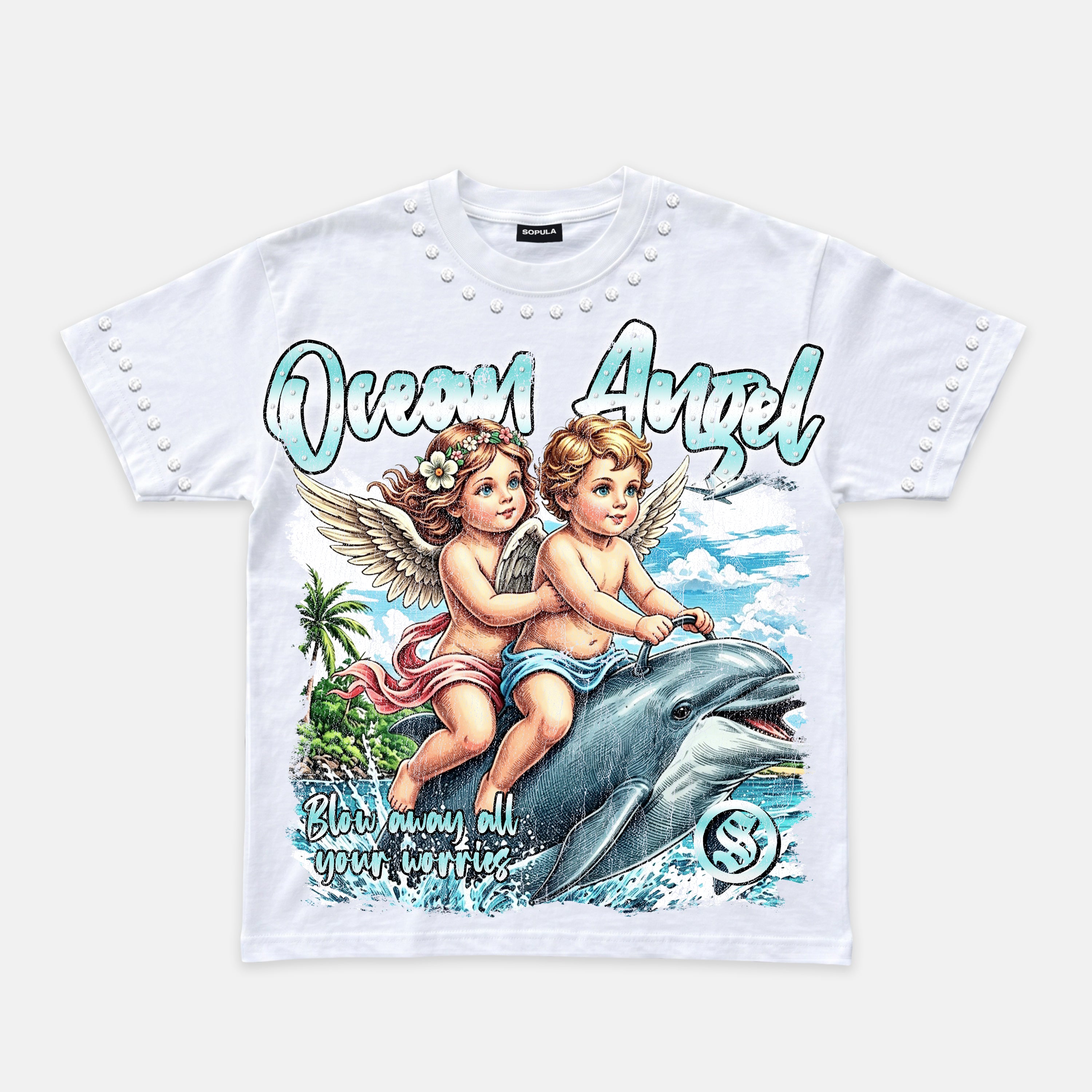 European And American Style Ocean Angel Graphic T-shirt
