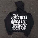 Mental Health Is Important Puff Print Pullover Cropped Hoodie