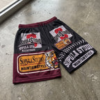 Sopula Retro Tiger Badge Graphic Athletic Mesh Shorts