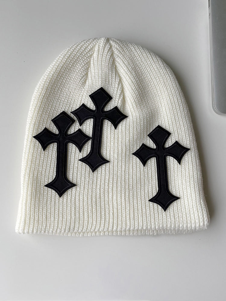 Casual Gothic Cross Pattern  Acrylic Knitted Hat