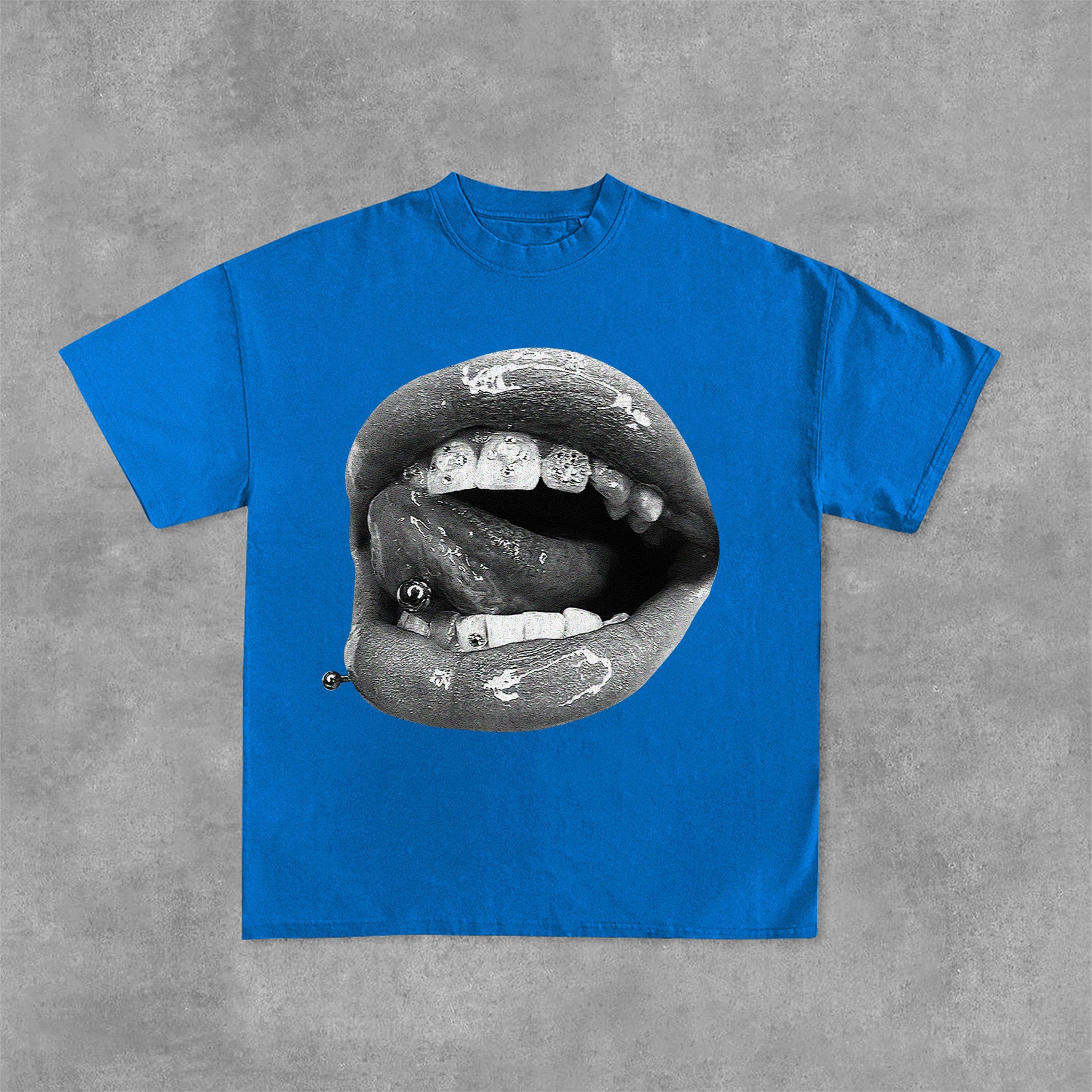 Personalized Lip Graphic Print Vintage Cotton T-Shirt